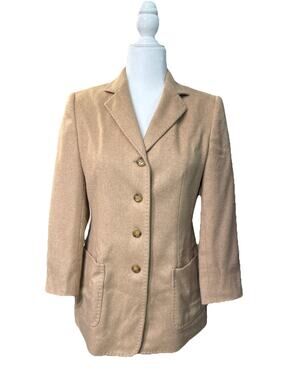 VTG Talbots Camel Hair Blazer Womens 2 Beige 3/4 Sleeve Classic Academia Money